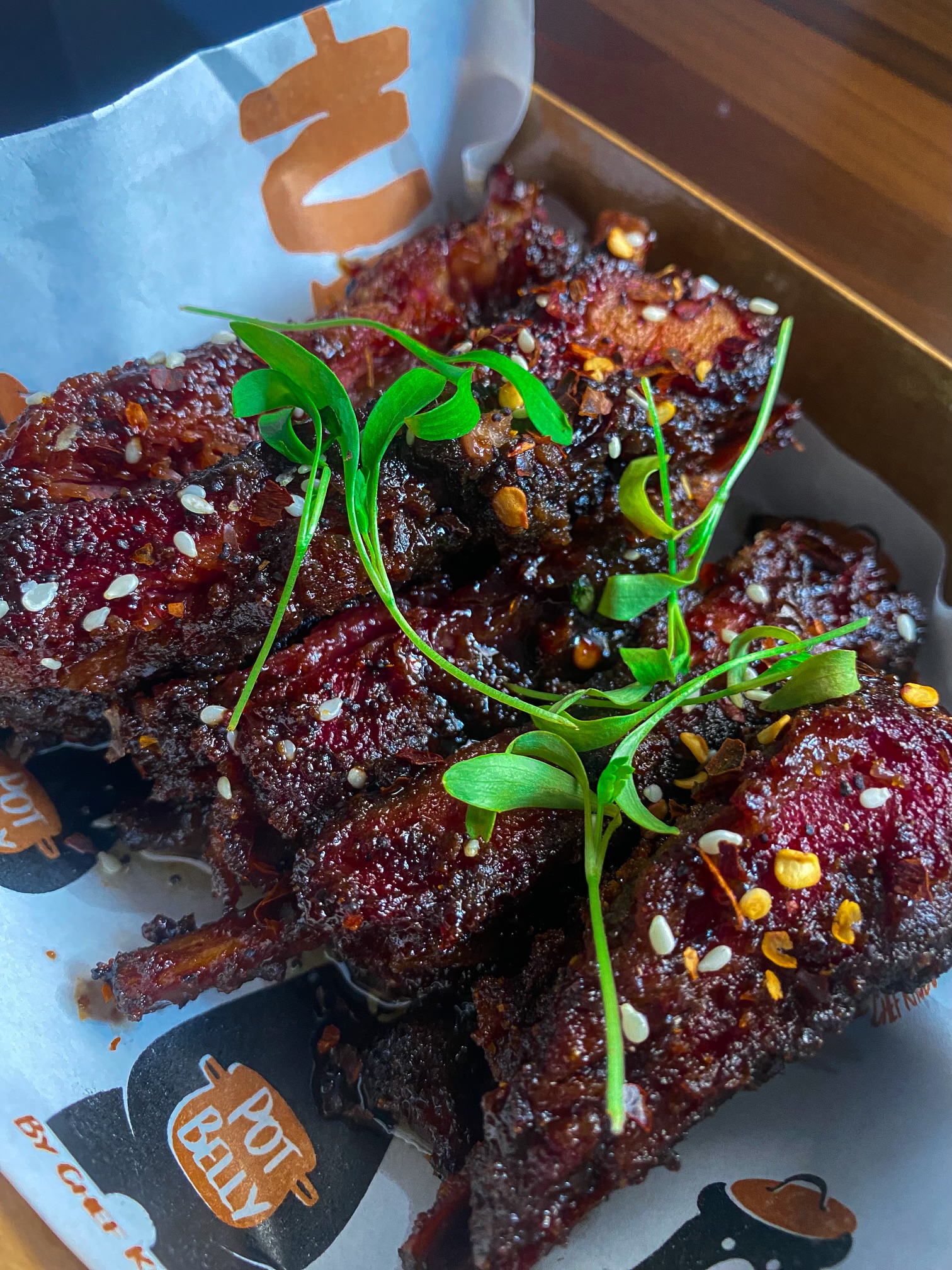 Box of glazed smoked ribs